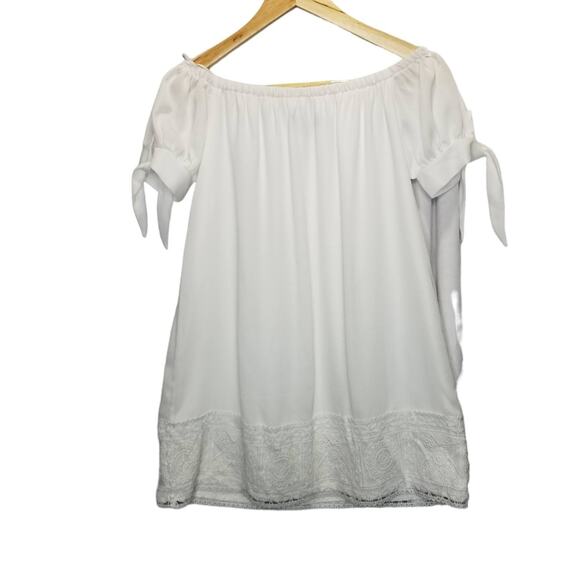 Lulus Dress XS Moment In The Sun White Lace Off-the-Shoulder - Picture 2 of 9